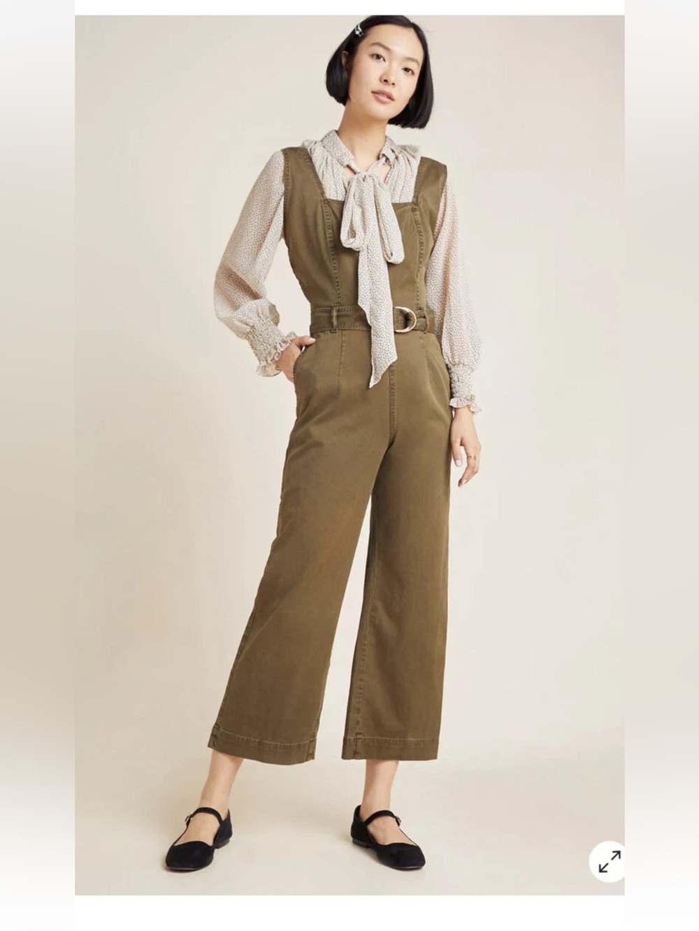 DL1961 Marianna Hewitt Hepburn Jumpsuit Tulare Cropped Wide Leg, size Large